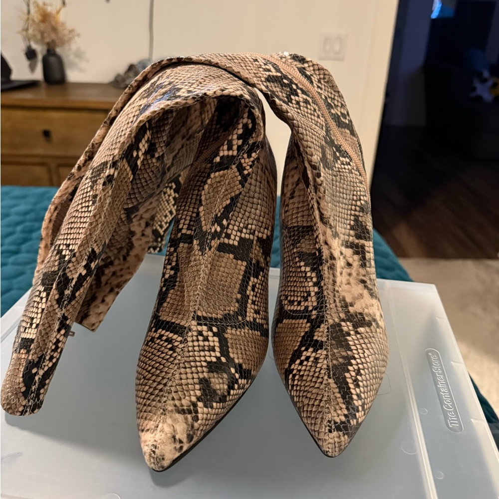 BCBG Snakeskin Heeled Boots